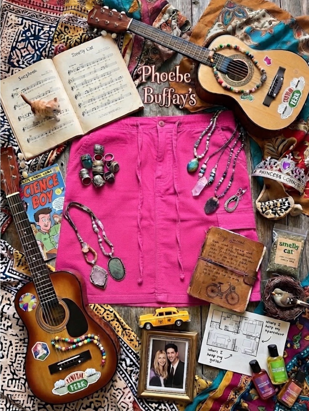 Khazana | Magenta Corduroy Utility Skirt | Size 1X | Friends Phoebe Buffay Core